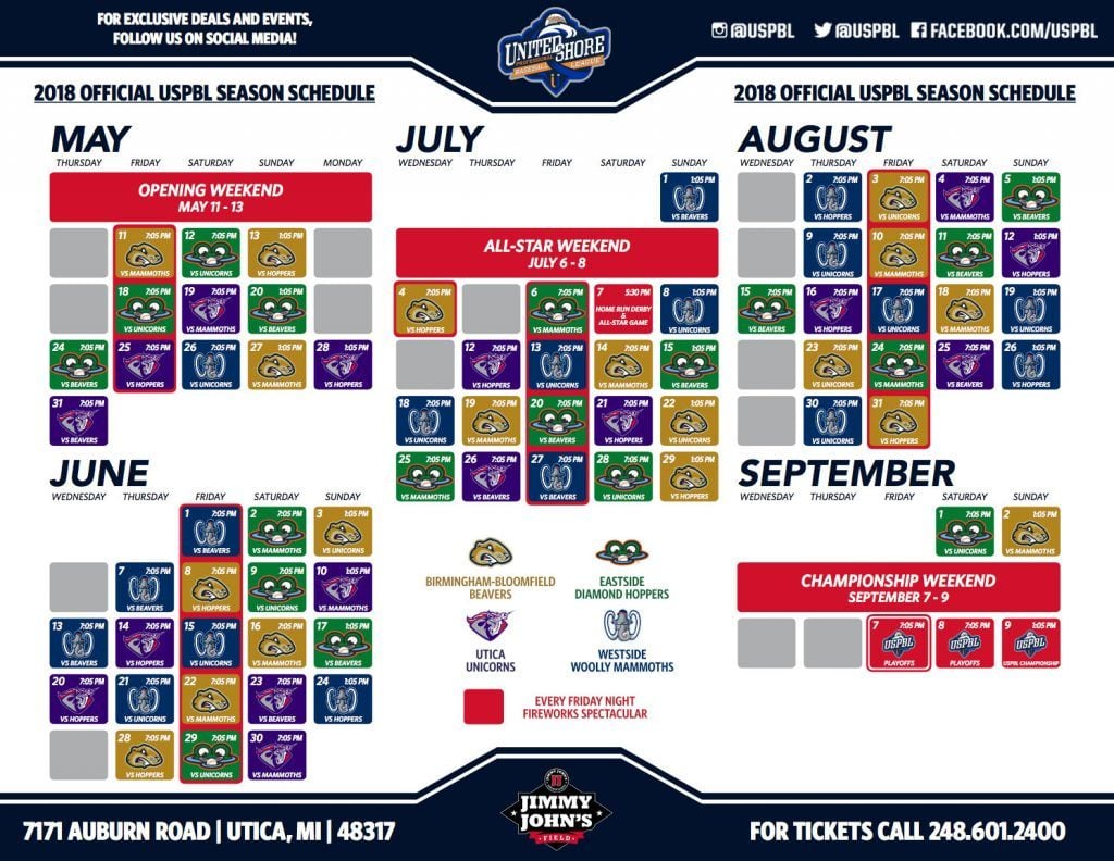 2018_printable_schedule – United Shore Professional Baseball League