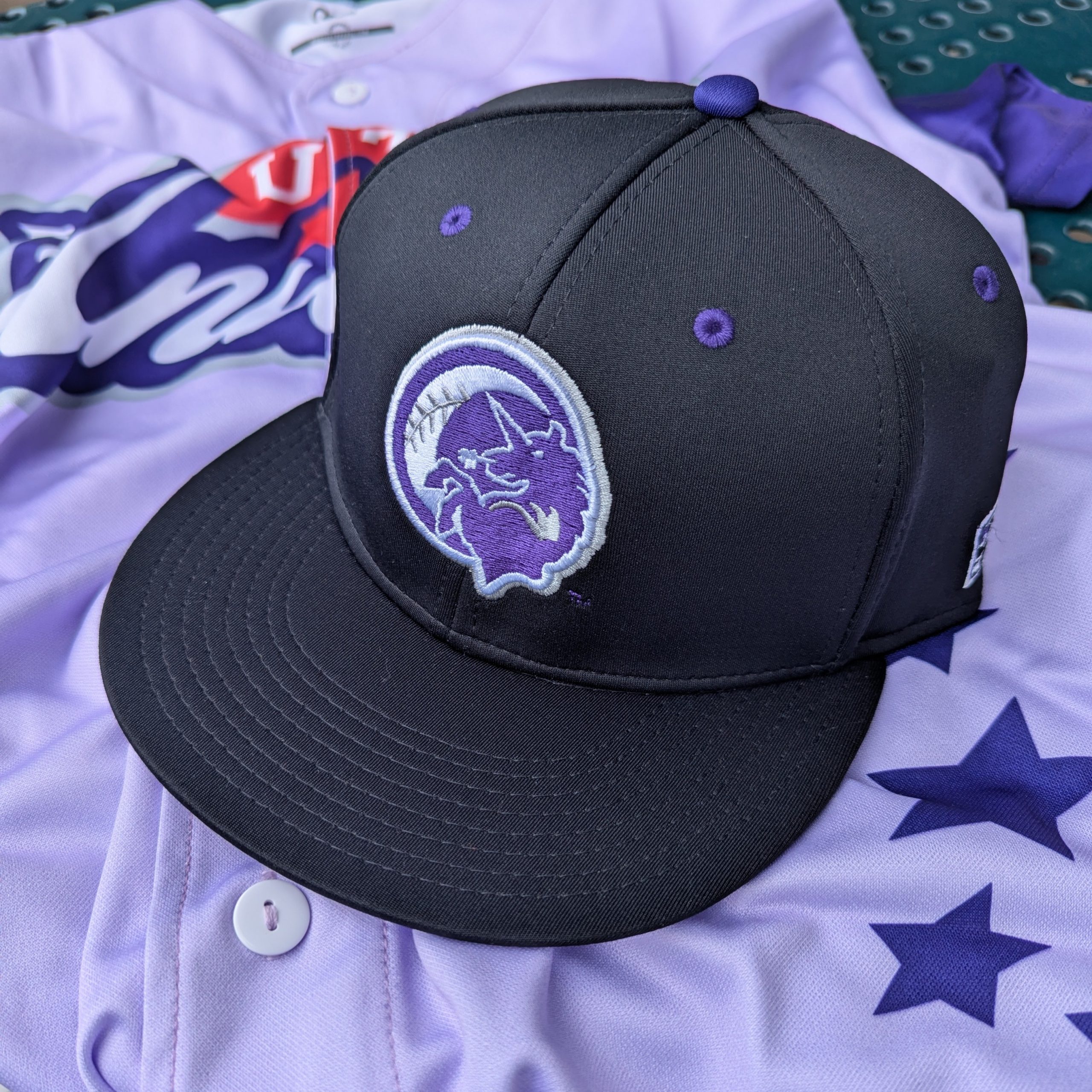 Utica Unicorns BP baseball cap from The Game, black with purple