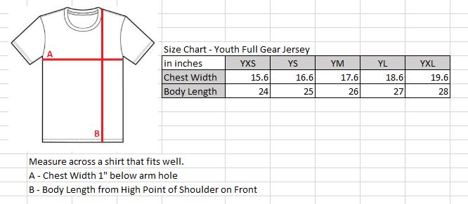 Jersey Size Chart Youth