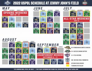 Jimmy Johns Field Schedule 2022 Printable Schedule - United Shore Professional Baseball League