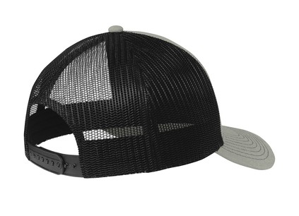 C112 Heather Gray Black back patch mesh trucker hat