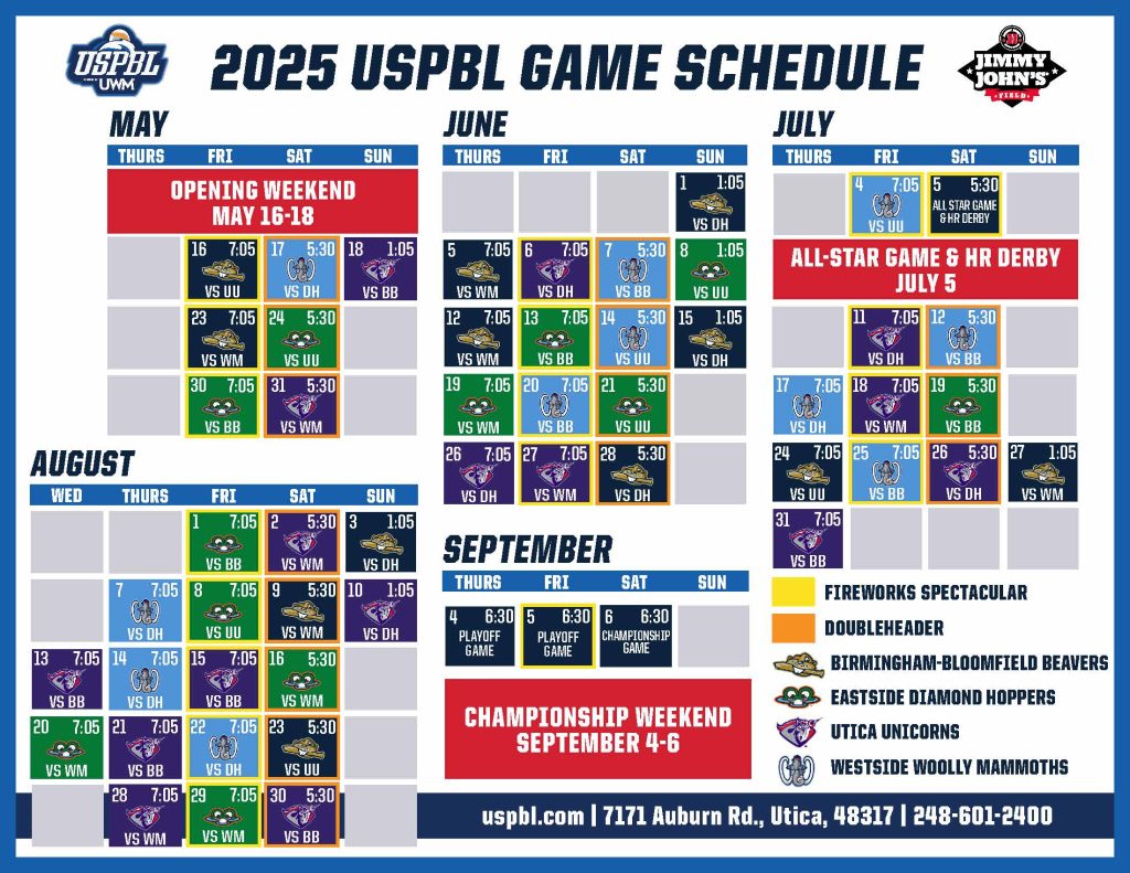 2025 Game Schedule