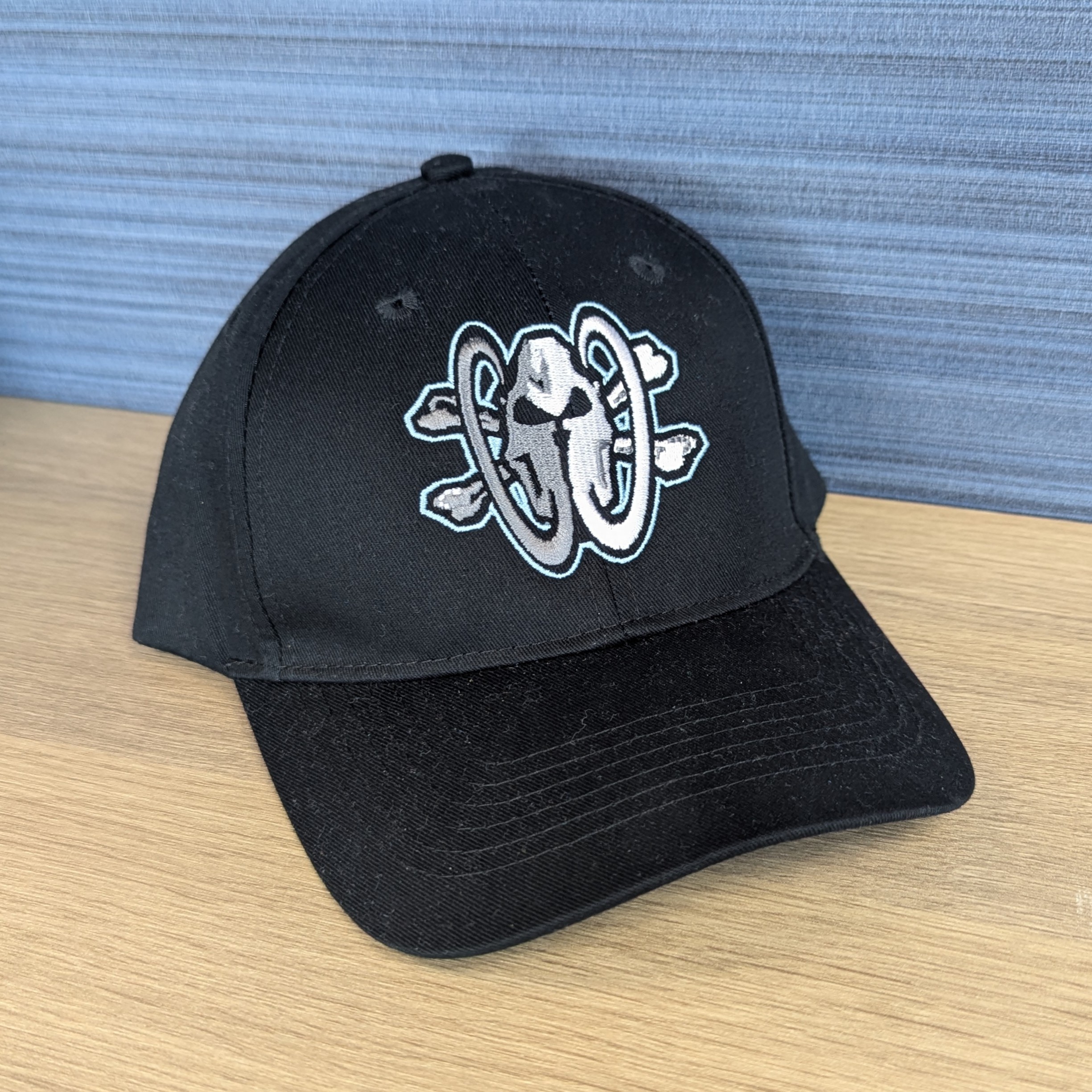 Westside Woolly Mammoths skull logo black baseball cap front with Velcro closure back