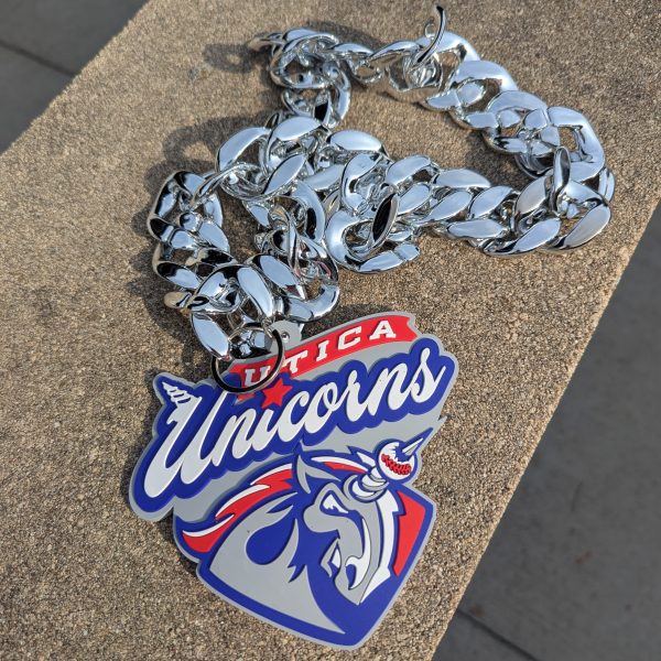 Utica Unicorns home run silver chain necklace